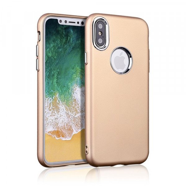 Wholesale iPhone X (Ten) Metallic Style Slim Hybrid Case (Gold)